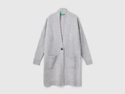 Long cardigan in pure Shetland wool