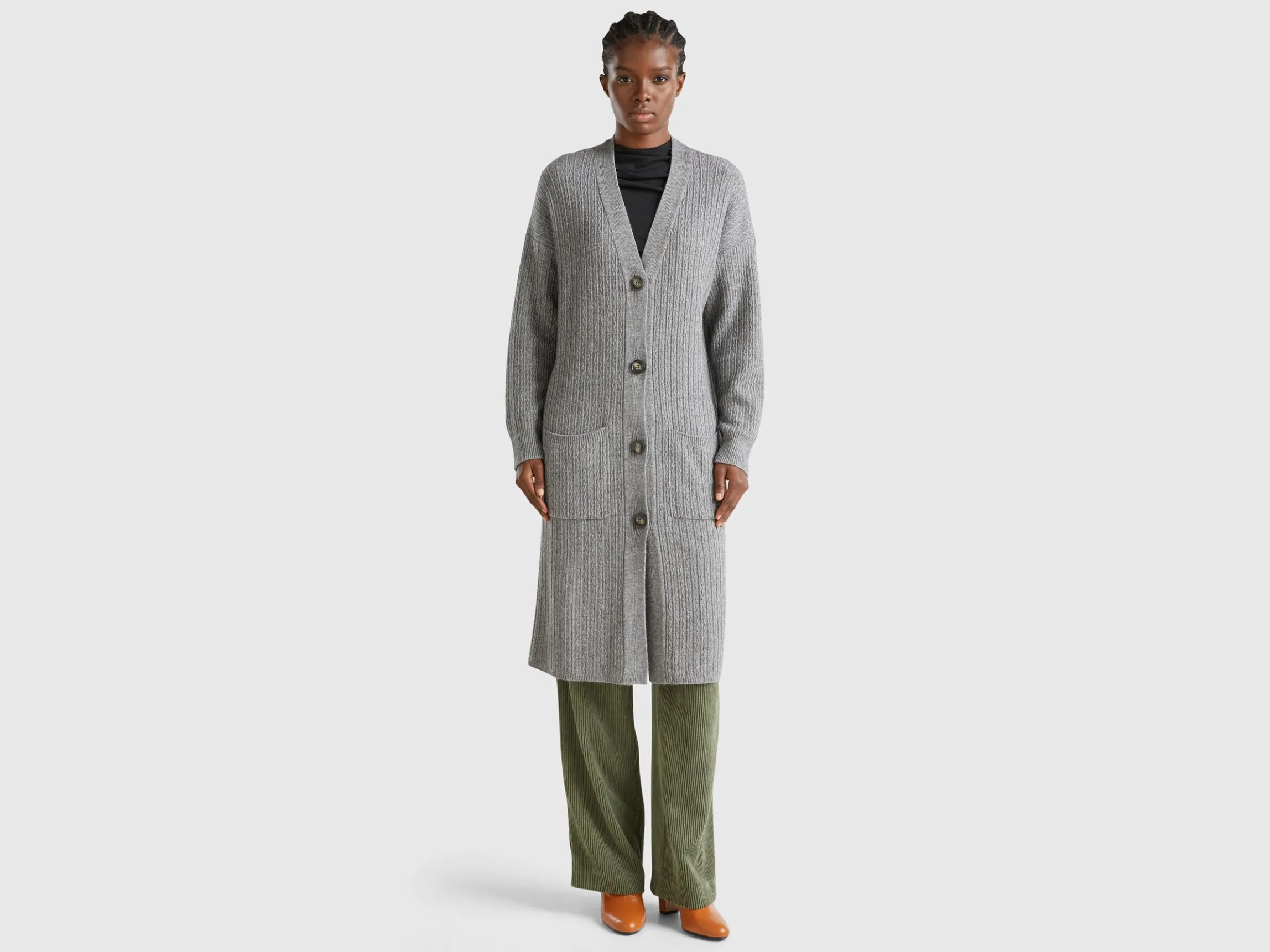 Long cardigan in wool blend