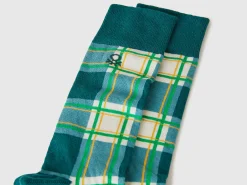 Long green tartan socks