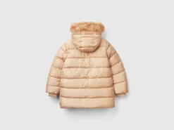 Long padded jacket in glossy nylon