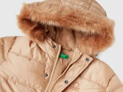 Long padded jacket in glossy nylon