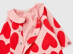 Long pink onesie with heart print