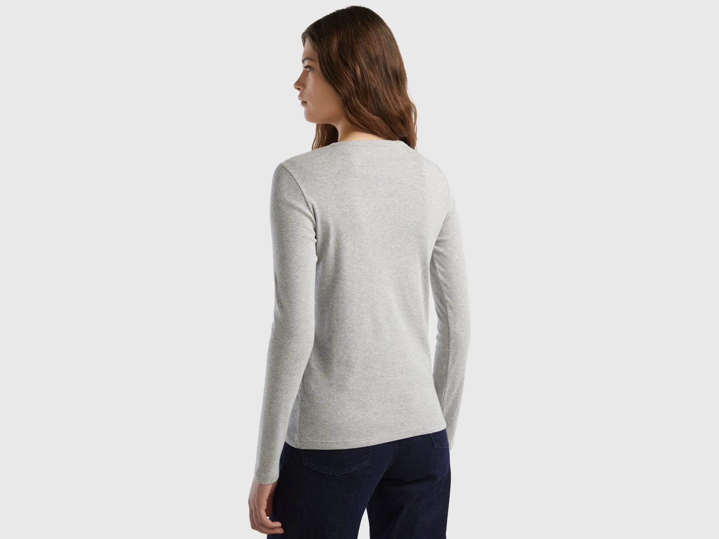 Long sleeve gray t-shirt in 100% cotton