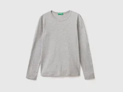 Long sleeve gray t-shirt in 100% cotton