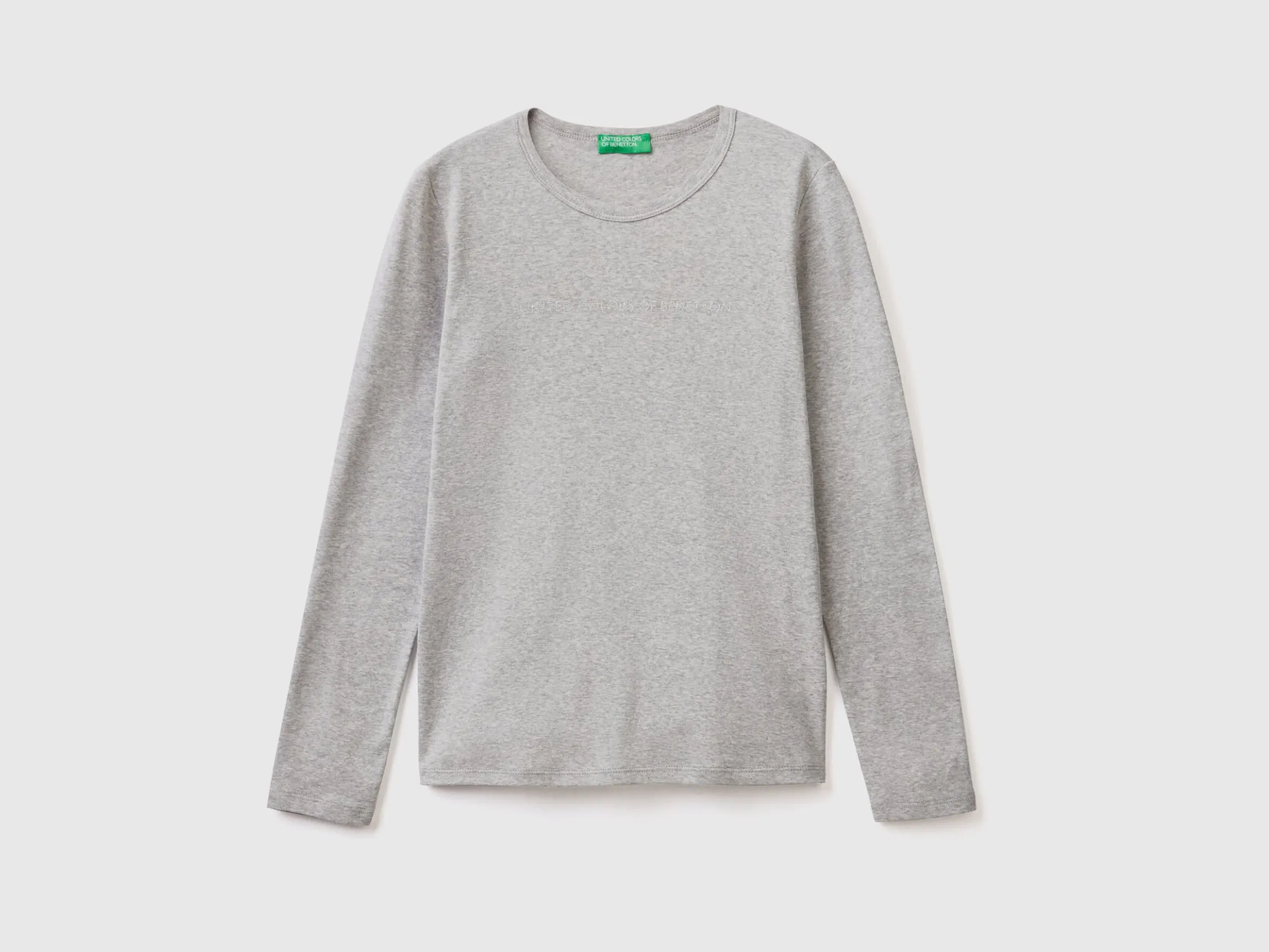 Long sleeve gray t-shirt in 100% cotton