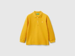 Long sleeve polo in organic cotton