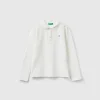 Long sleeve polo in organic cotton