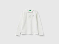 Long sleeve polo in organic cotton
