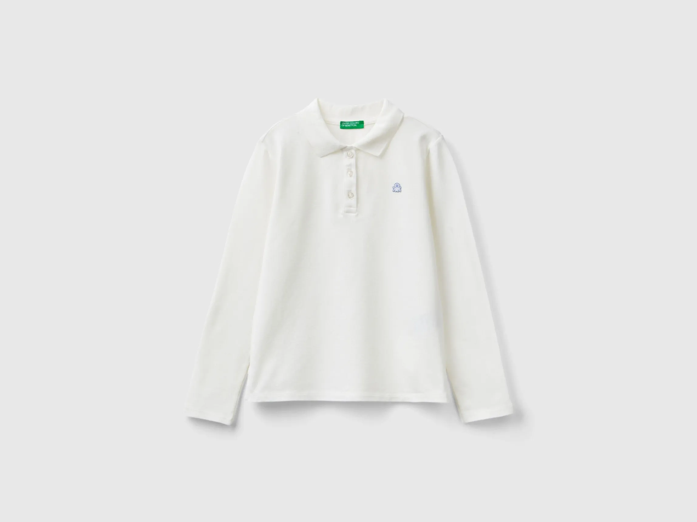 Long sleeve polo in organic cotton