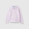 Long sleeve polo in organic cotton