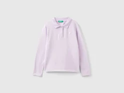 Long sleeve polo in organic cotton