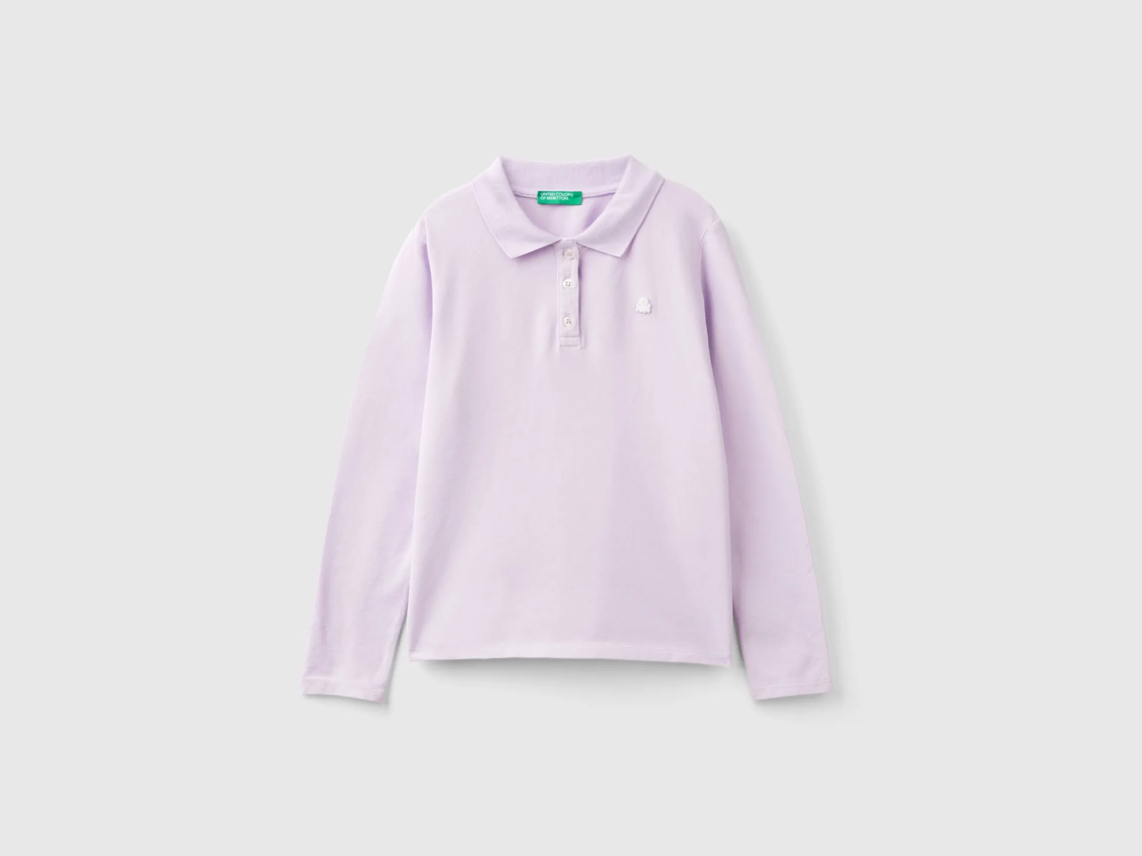 Long sleeve polo in organic cotton