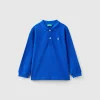 Long sleeve polo in organic cotton