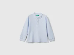 Long sleeve polo in organic cotton