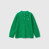 Long sleeve polo in organic cotton