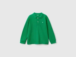 Long sleeve polo in organic cotton