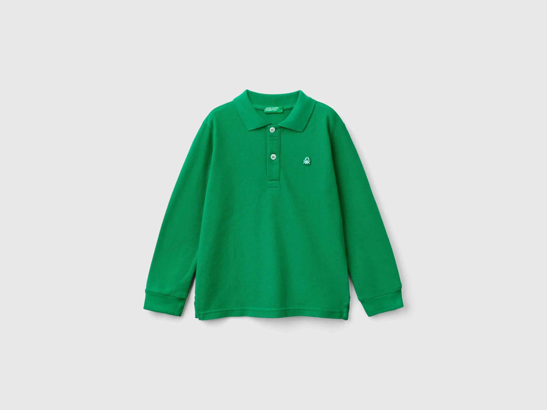 Long sleeve polo in organic cotton