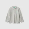 Long sleeve polo in organic cotton