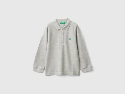 Long sleeve polo in organic cotton