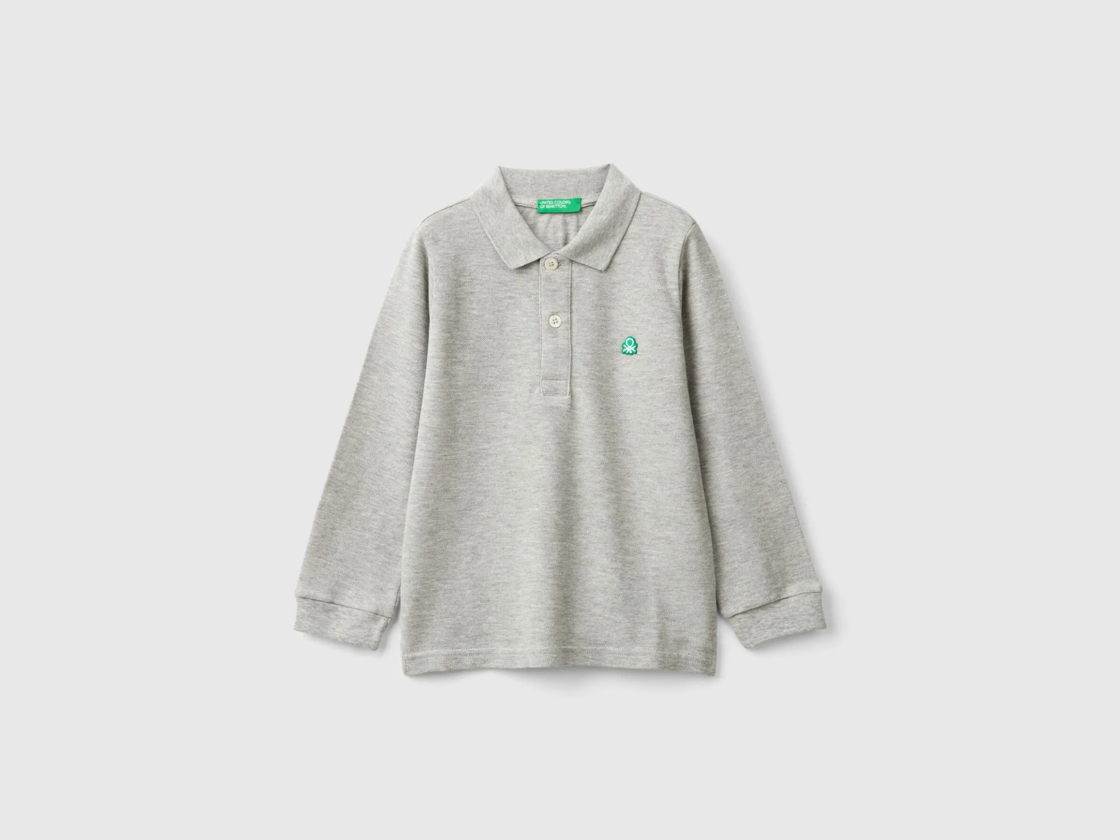 Long sleeve polo in organic cotton