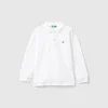 Long sleeve polo in organic cotton