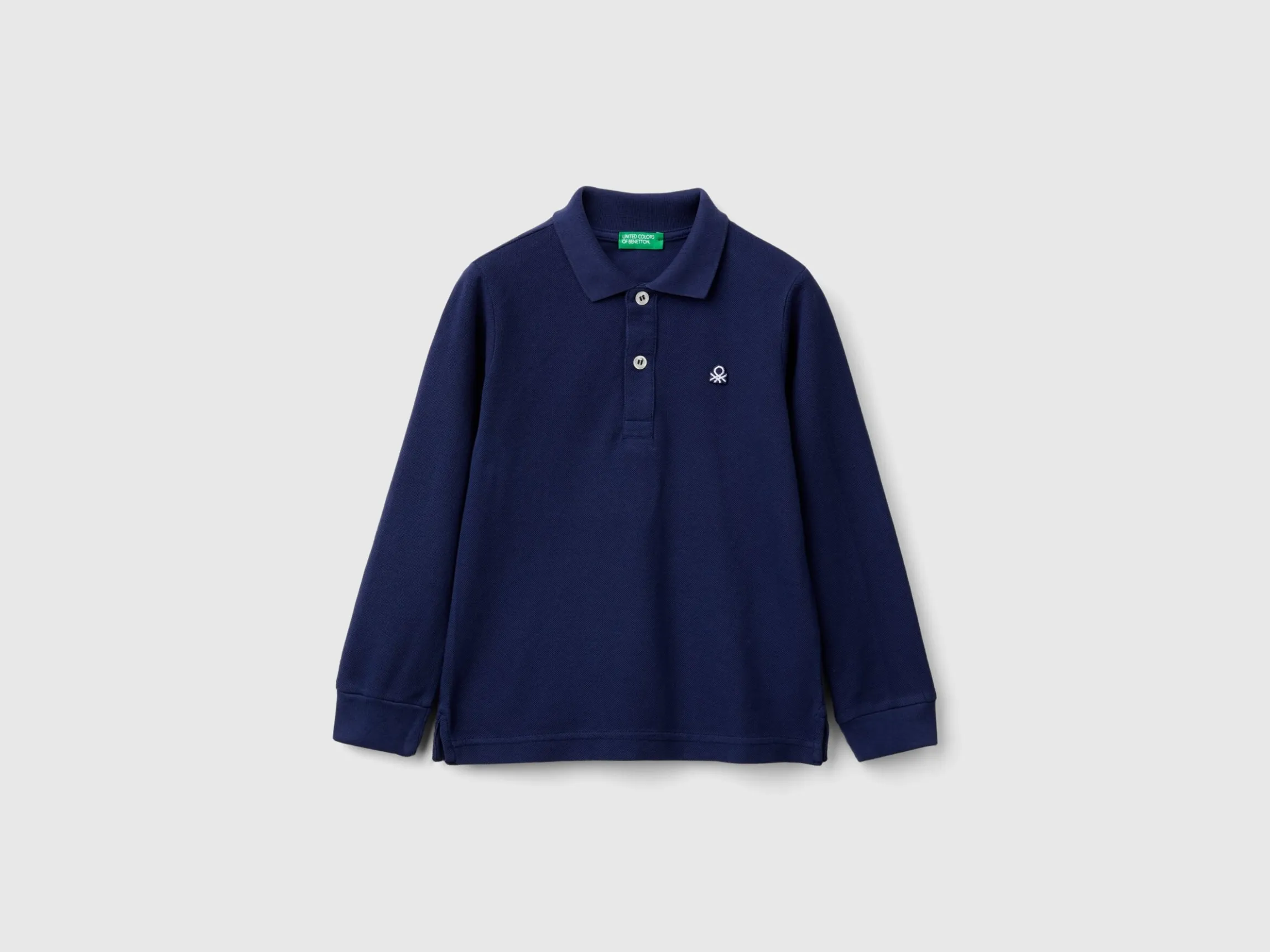 Long sleeve polo in organic cotton