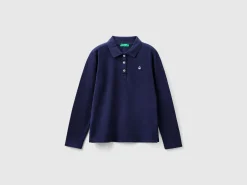 Long sleeve polo in organic cotton
