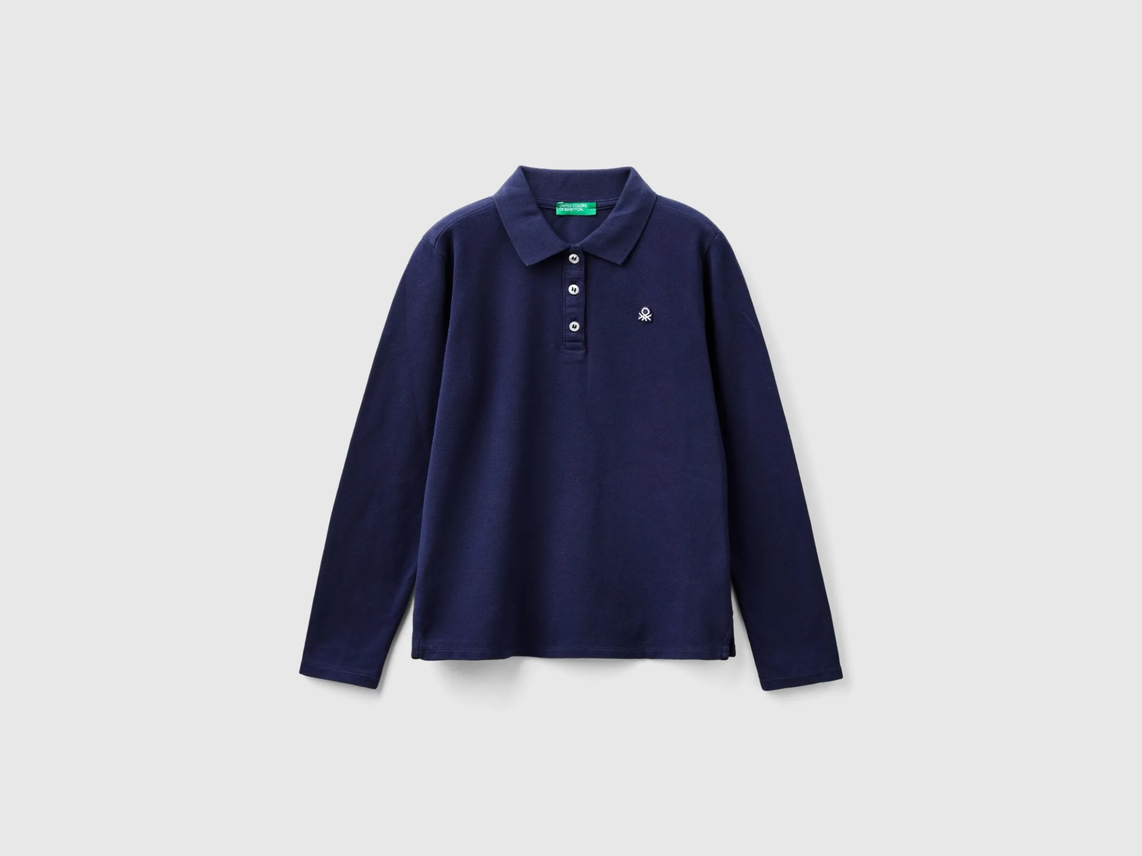 Long sleeve polo in organic cotton