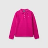Long sleeve polo in organic cotton