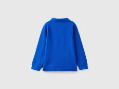 Long sleeve polo in organic cotton