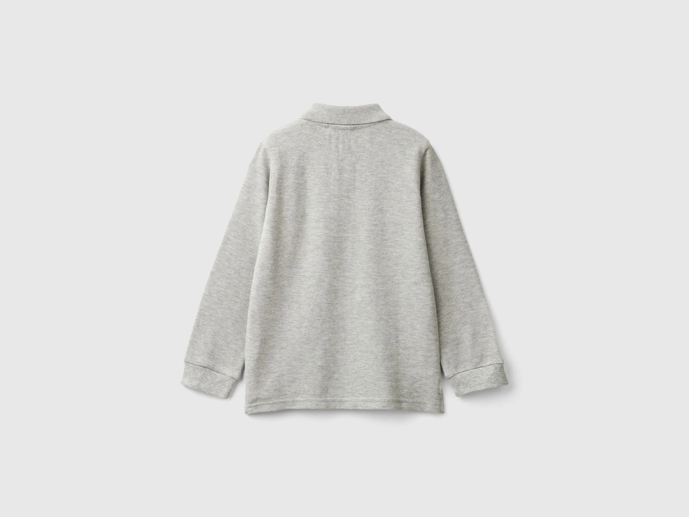 Long sleeve polo in organic cotton