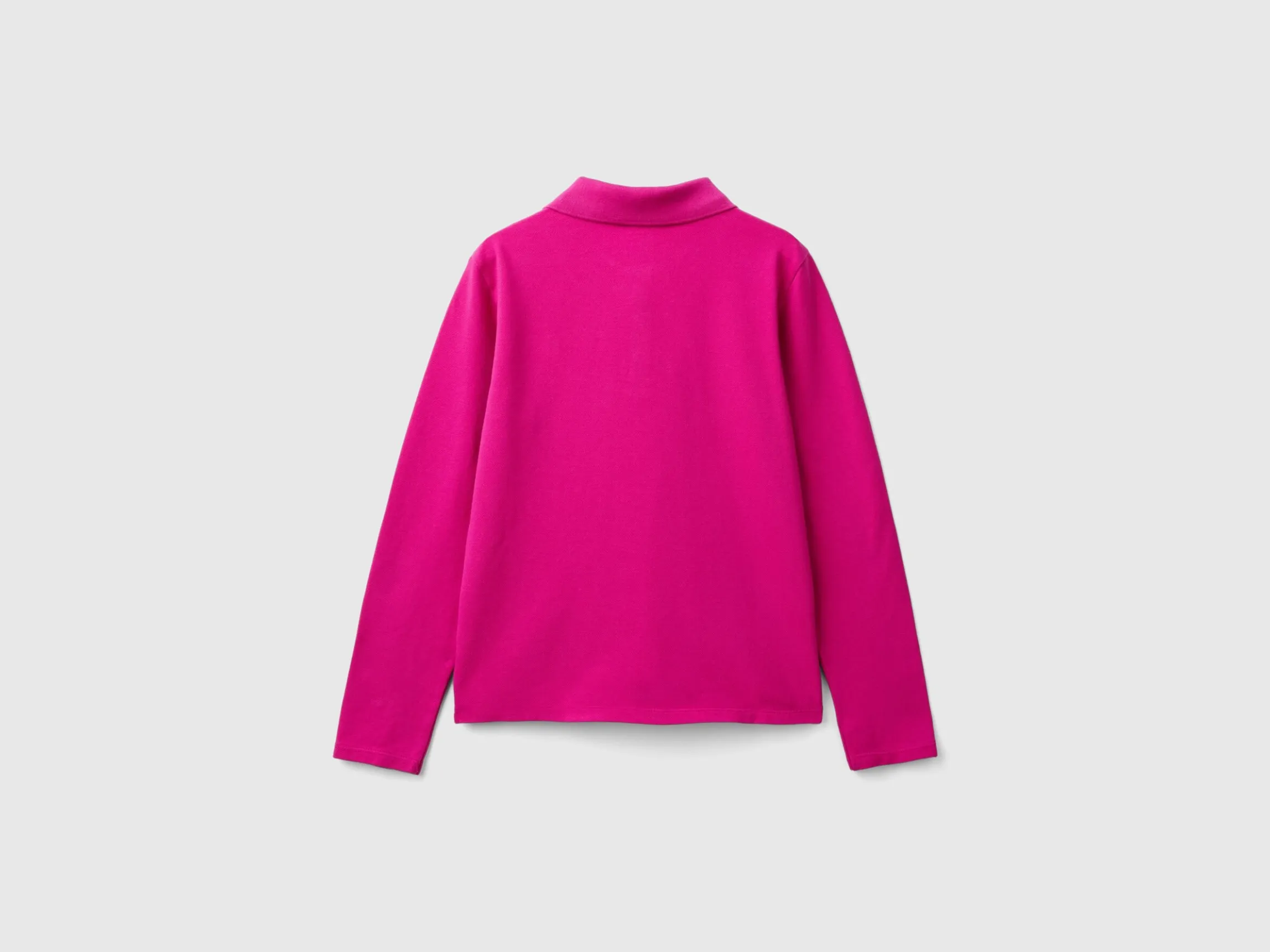 Long sleeve polo in organic cotton