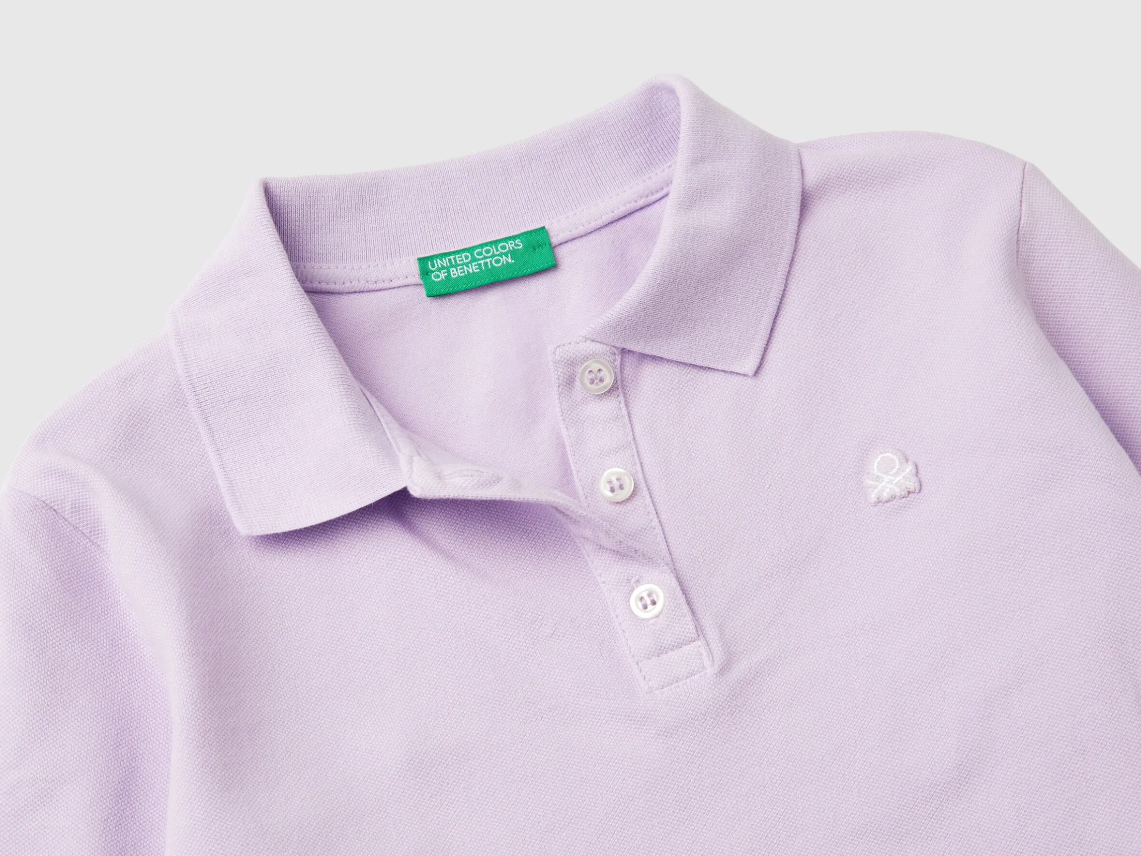 Long sleeve polo in organic cotton