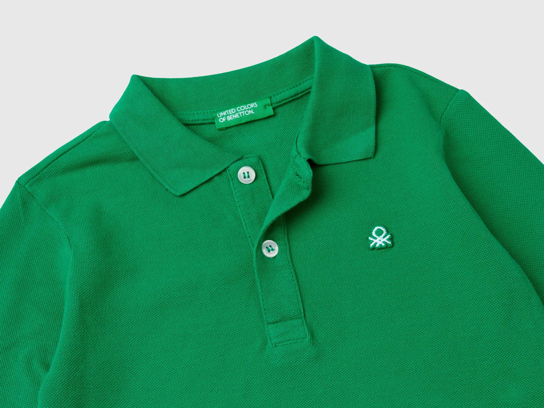 Long sleeve polo in organic cotton