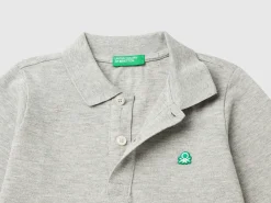 Long sleeve polo in organic cotton