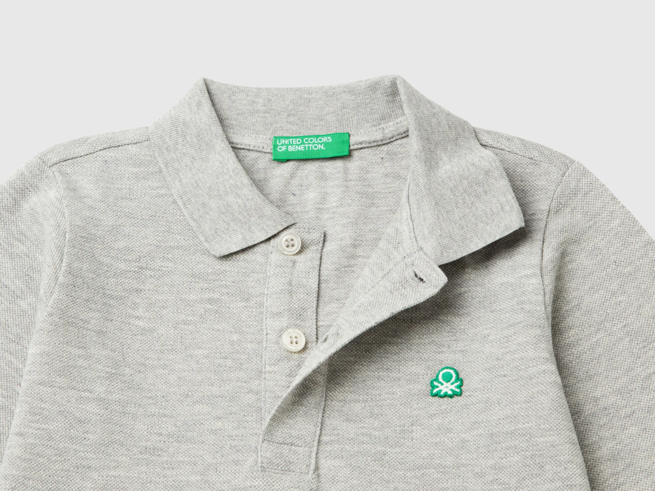 Long sleeve polo in organic cotton