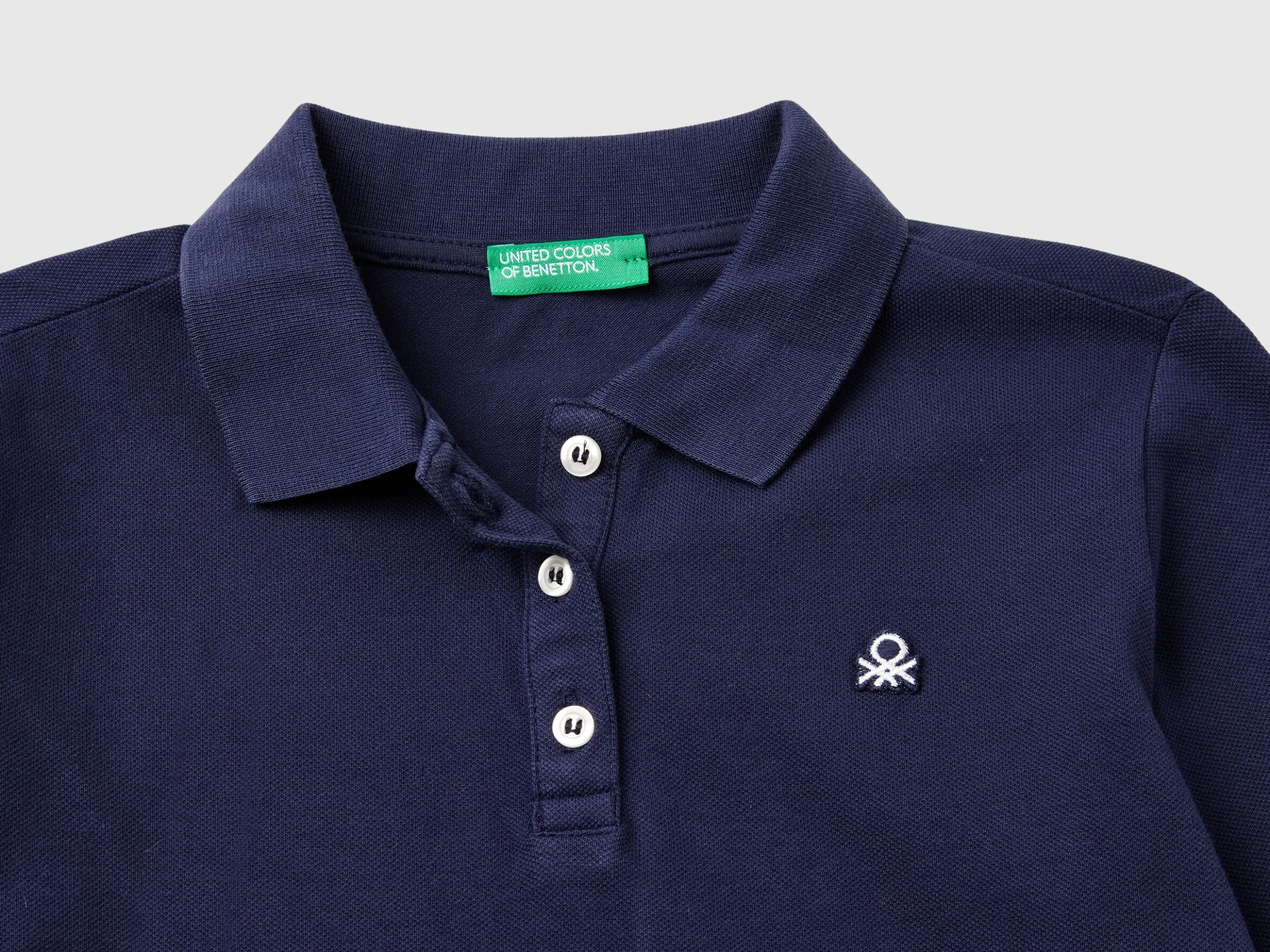 Long sleeve polo in organic cotton