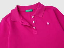 Long sleeve polo in organic cotton