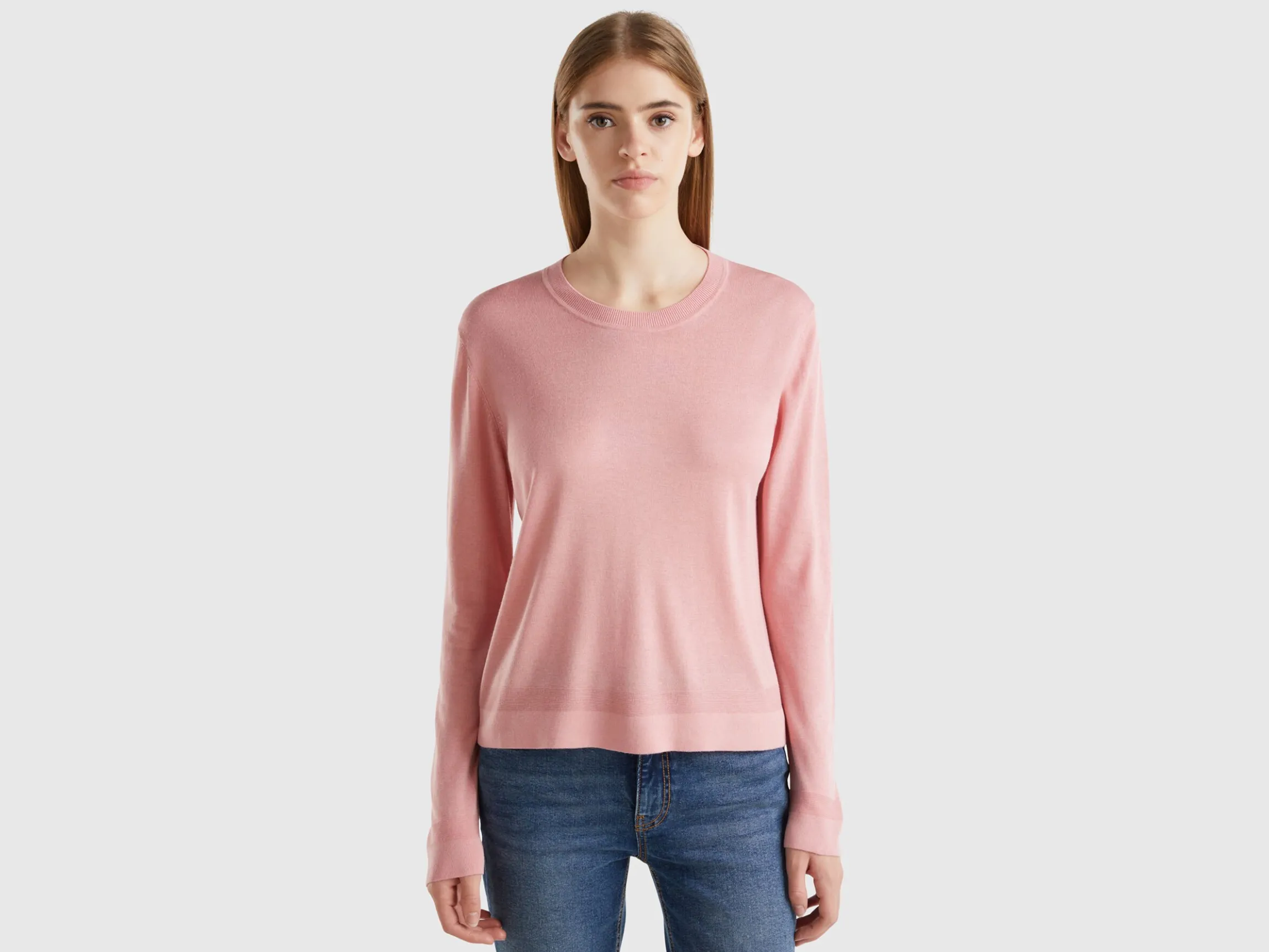 Long sleeve sweater in silk blend