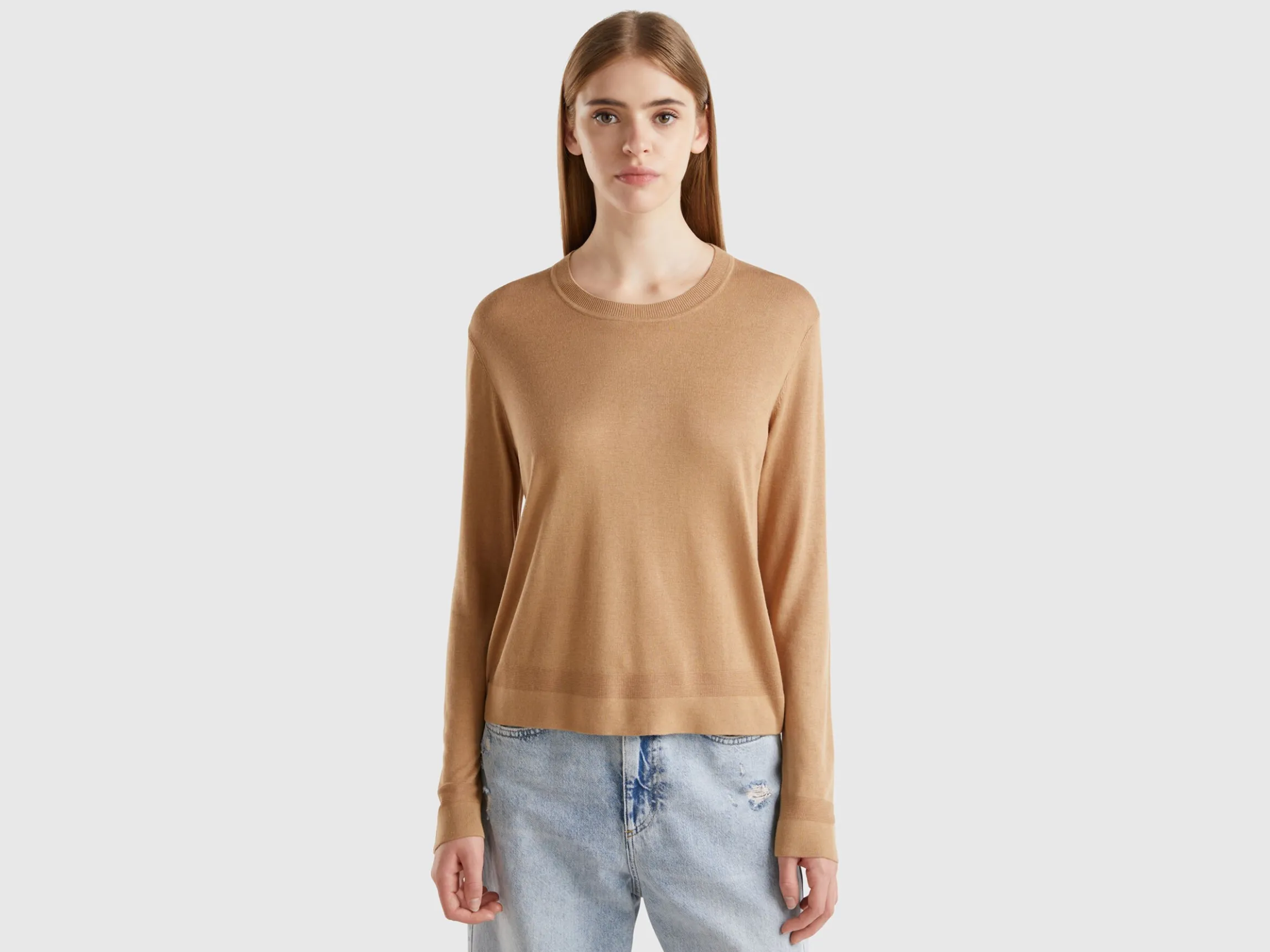 Long sleeve sweater in silk blend