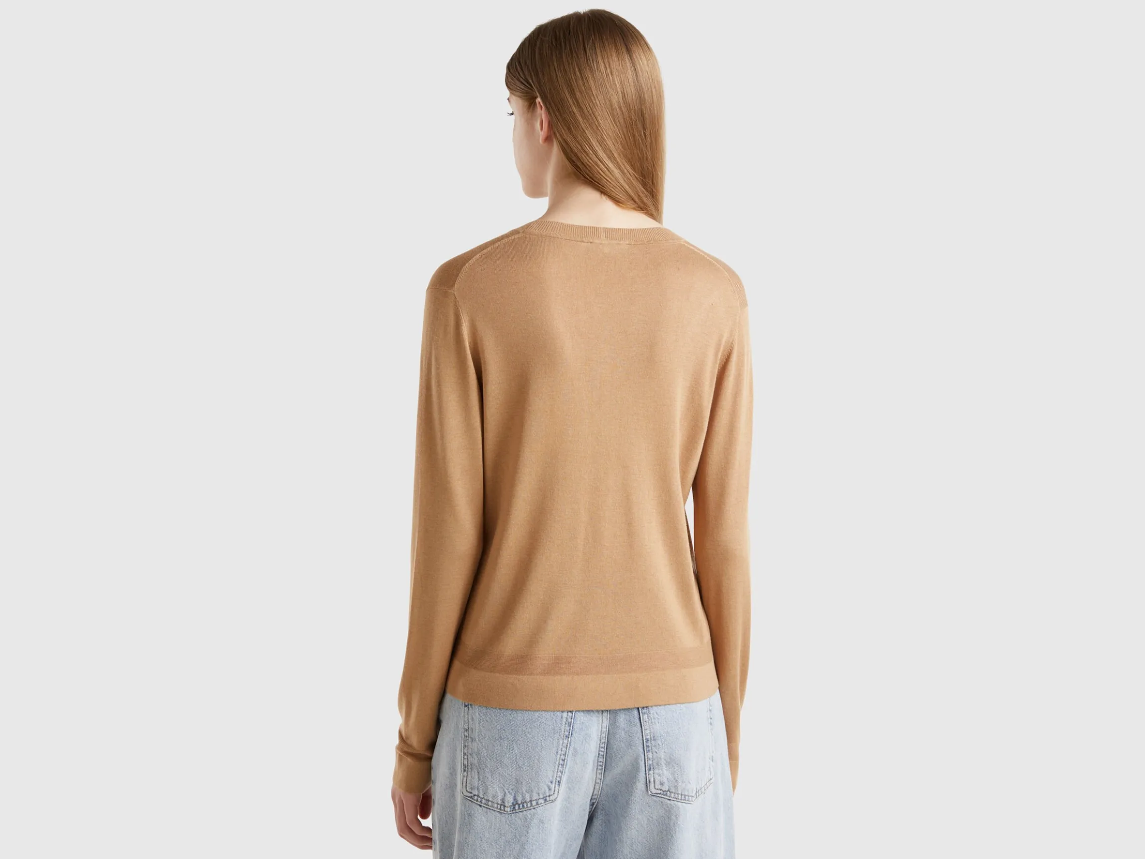 Long sleeve sweater in silk blend
