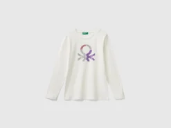 Long sleeve t-shirt with glittery print