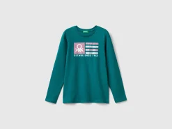 Long sleeve t-shirt with glittery print