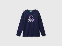 Long sleeve t-shirt with glittery print