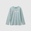 Long sleeve t-shirt with glittery print