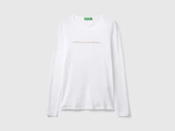 Long sleeve white t-shirt in 100% cotton