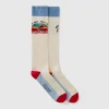 Long socks with ski graphic