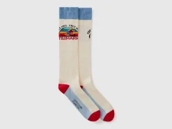 Long socks with ski graphic