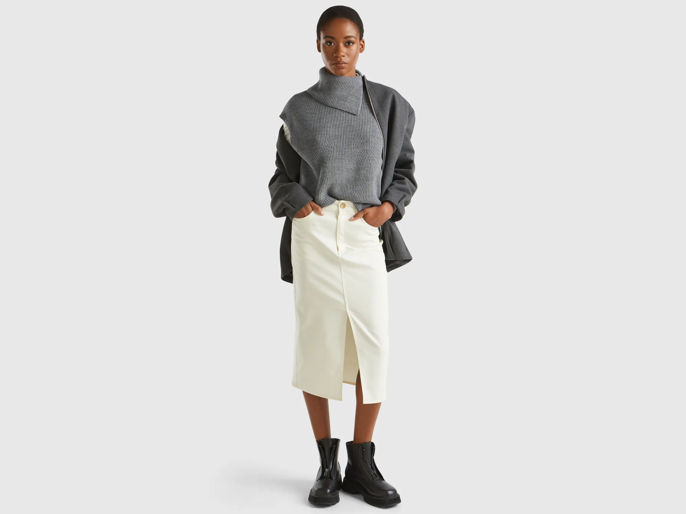 Long vest with high neck