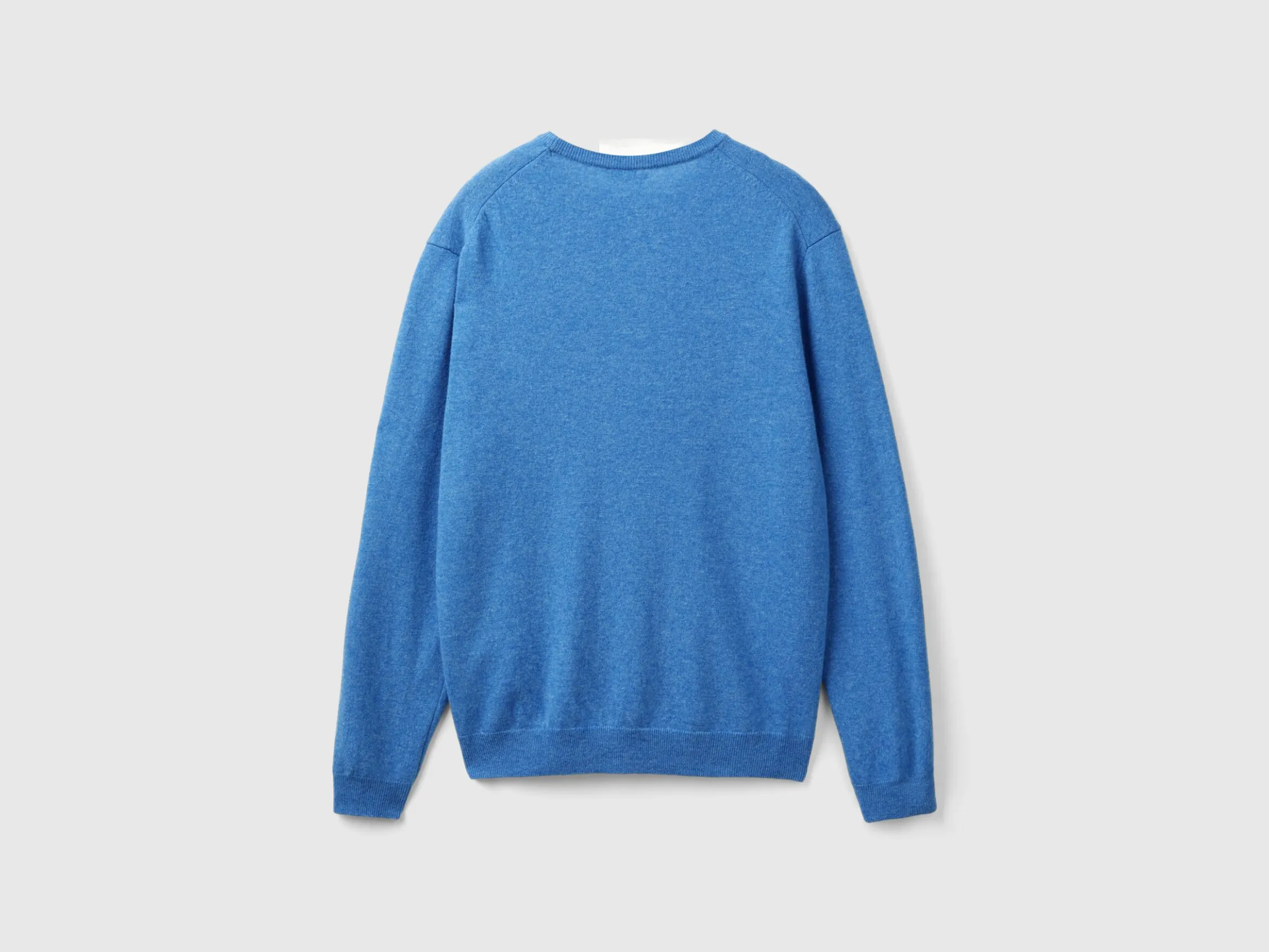 Marl blue crew neck sweater in pure Merino wool